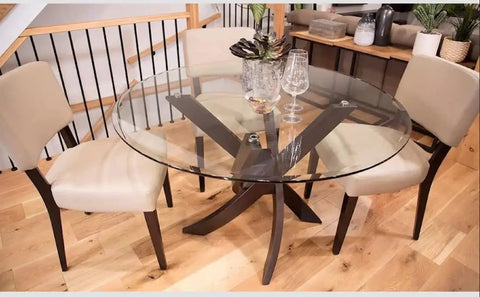 Glass table with Ten Pack Glass Table Top Bumpers Clear Vinyl Pads Spacers for patio furniture, strong grip, prevents sliding.