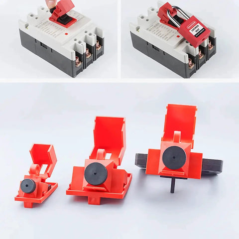 Electrical Lockout Tagout Kit With Hasps And Tags For Safe Lockout On The Job Breaker Lockouts, showing lockout devices and padlocks.