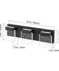 Dope Matte Black Vanity Light With Modern Led Three Light Wall Fixture For Bathroom Energy Efficient Daylight 6000K dimensions diagram