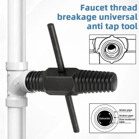3 In 1 Pipe Threader Kit With Internal And External Threading Screw Extractor And Sealant Tape For One Half Inch And Three Quarter Inch PVC Pipes Electric Drill Compatible Plumbing DIY Tool For Home Improvement shown with pipe installation close-up