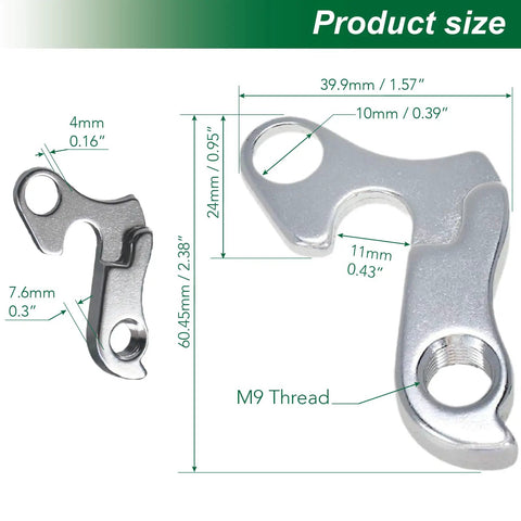 Universal Bicycle Derailleur Hanger For Road And MTB Bikes Aluminum Alloy Durable Replacement with M9 Thread and measurements