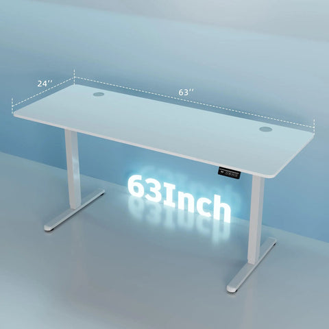 Big Shintenchi Standing Desk 63x24 Inch Electric Adjustable Height with smooth edges and digital display for ergonomic comfort.