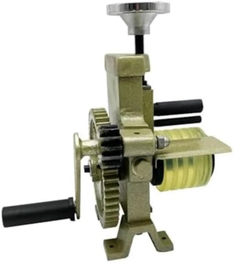 Dead Simple Rock Solid Ring Folder For Jewelry Crafting Manual Press Machine with steel frame and gears for shaping metal rings.