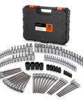 107 Piece Workhorse Allen and Torx Socket Set with Hex Ball End Bits displayed with toolbox, includes various drive sizes and materials.