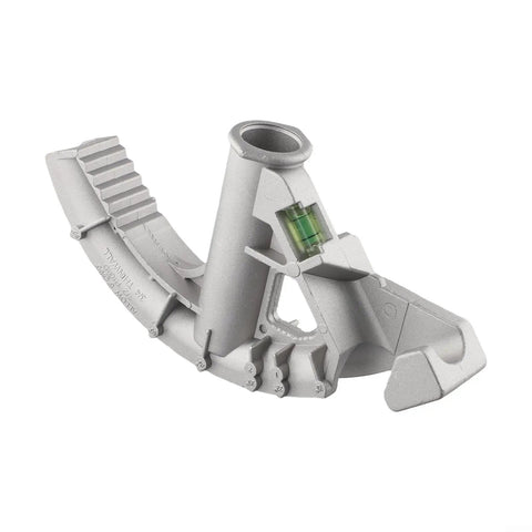 Heavy Duty Cast Aluminum Emt Conduit Bender With Embossed Angle Marks For Accurate 10 To 90 Degree Bends showing level vial and gripping surface.