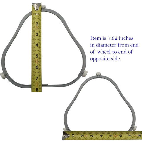 Model Specific Microwave Turntable Support Ring Replacement 8206227 W11252182 gray with ruler, 7.62 inches diameter.