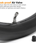 16x2.125 Replacement Butyl Inner Tube With CR202 Bent Valve Stem close-up showing valve angle