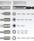 Sockets and bits from Pro Grade Precision Calibrated Torque Limiting Screwdriver Set With Quarter Inch Hex Bit Holder And Extra T Handle