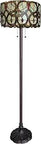 Tiffany Style Floor Lamp With Multicolor Leaf Stained Glass, 63 Inch Tall, 360 Hand Cut Pieces And 18 Jewel Accents, Dark Brown Finish