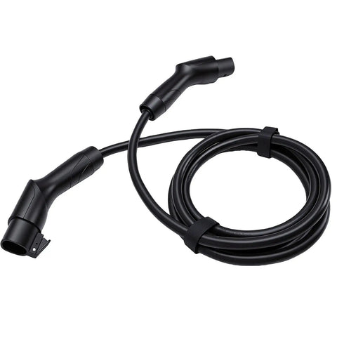Heavy Duty 50A EV Charger Extension Cord 16.4 Foot Level 1 Portable Charging Cable universal adapter with black connectors.