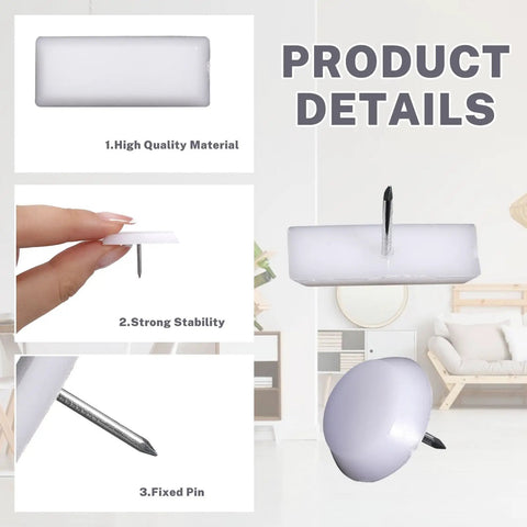 125 Piece White Tack In Drawer Glides Heavy Duty Furniture Slider Repair Kit For Dressers showcasing high quality material and fixed pin design.