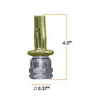 Front view of Sammys 8153922 XP Three Eighths Inch Screw Vertical Expandable Threaded Rod Anchor with dimensions displayed.