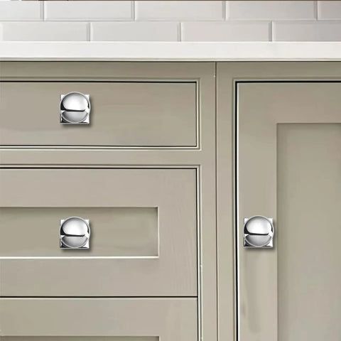 Two Pack One And A Quarter Inch Backplates For Cabinet Knobs In Polished Chrome Drawer Hardware With Vintage Aged Look