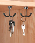Six Piece Crown Wall Hooks Set Zinc Alloy For Living Room, Office, And Bedroom with keys hanging on double hooks