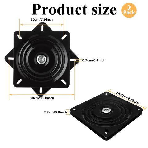 2 Pack 10 Inch Bar Stool Swivel Plate With 360 Degree Rotation, Heavy Duty 500 Lb Capacity Square Seat Base Replacement dimensions