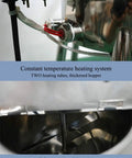Plug And Play Commercial Filling System With Built In Heater And Stirrer For Creams Lotions Honey Pumping High Octane Workflow Straight Up Reliable 100 Gallon Tank with heating tubes and stirrer rod.