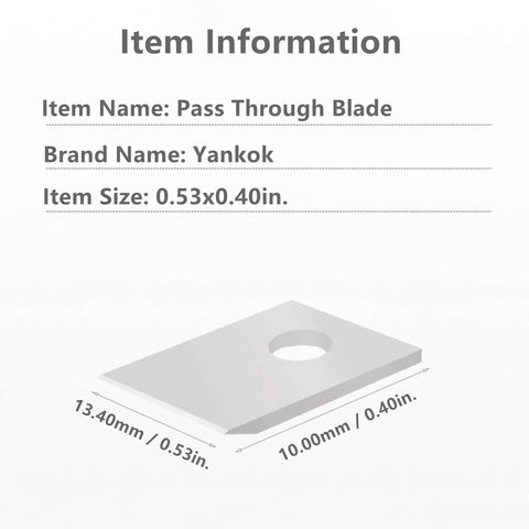 Diagram showing 5 Pack Pass Through Crimper Cutting Blades 0.40x0.54 In Replacement Blades For Most Pass Through Crimpers dimensions
