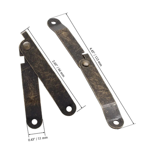 Bronze Lid Support Hinges Set With Mounting Screws Left And Right Folding Lift Up Stay Hinges for Furniture, 4.45x2.60x0.43 inches.