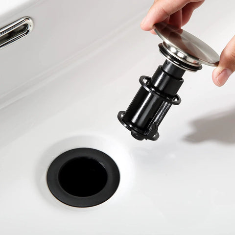 Installing Pop Up Bathroom Sink Drain With Overflow For Vessel Sinks, Push Type Stopper, Brushed Nickel Vanity Assembly With Strainer