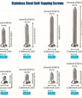 Diagram of Premium DIY Self Tapping Screws Set With Screwdriver For Woodworking, Stainless Steel Metal Fasteners Kit sizes M2x4 to M2x20