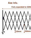 Beefed Up Expandable Metal Barricade 11 Foot Mobile Safety Barrier Gate With Casters Retractable Fence dimensions diagram