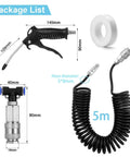 Truck Air Duster Gun With Five Meter Recoil Hose For Cab To Sleeper Seat Cleaning Heavy Duty Air Blow Tool image with hose and connectors.