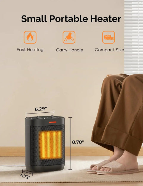 Cozy Up Portable 1500W Ceramic Space Heater With Adjustable Thermostat Indoor Electric Heater for Office or Home shown in room