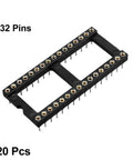 DIY DIP IC Socket Adaptor Solder Type 2.54mm Pitch Dual Row 32 Pin Socket Kit 15.2mm Row Spacing 20 Pack