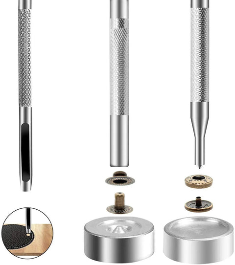 Heavy Duty Leather Snap Fasteners Kit With 24 Sets 15mm Antique Brass Metal Snap Buttons Press Studs Rivets And 4 Setter Tools