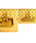 Slick Gold Bathroom Vessel Sink With Prime Ceramic Basin And Top Shelf Faucet Bundle For Modern Above Counter Vanity Setup seen from two angles, showing glossy finish.