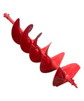 8 Inch Diameter 36 Inch Long Double Spiral Earth Auger Bit with Two Zigzag Replaceable Blades, shown in full view
