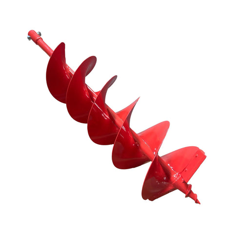 8 Inch Diameter 36 Inch Long Double Spiral Earth Auger Bit with Two Zigzag Replaceable Blades, shown in full view