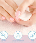 Hands using Lint Free Premium Nail Wipes 1.75 Inch Cotton Rounds for Removing Nail Polish with Easy Grip Tabs Pro Grade Absorbent