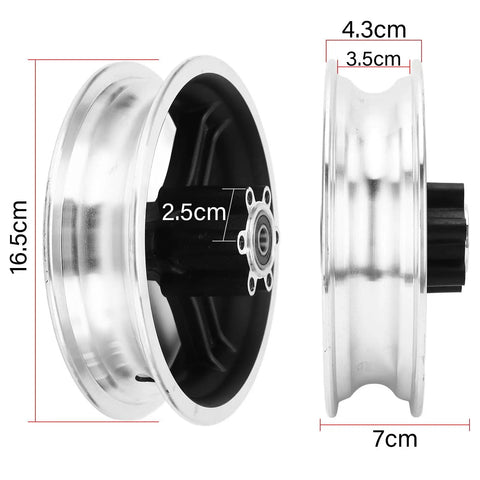 10 Inch Electric Scooter Front Wheel Hub Replacement Part Made From Lightweight Aluminum Alloy With Excellent Heat Dissipation Shock Absorption Anti Slip Grip And Balance Support To Deliver A Smooth Ride And Easy Install dimensions