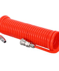 Rad Awesome Recoil Air Compressor Hose 6 Meter 19 Point 7 Foot Retractable Spring Line With Connector For Heavy Duty Shop Use Leakproof Seal Keeps Your Setup Safe Solid Construction Makes Transport A Cinch Reliable Performance For Every Job Now red coiled hose