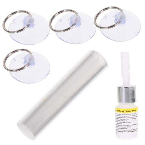 DIY Windshield Repair Kit For Long Cracks And Scratches Resin Based Glass Repair Tool with suction cups and resin bottle