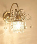Modern Crystal Wall Sconce With E27 Socket For Bedroom And Living Room, gold finish with decorative crystals, ideal for cozy lighting.