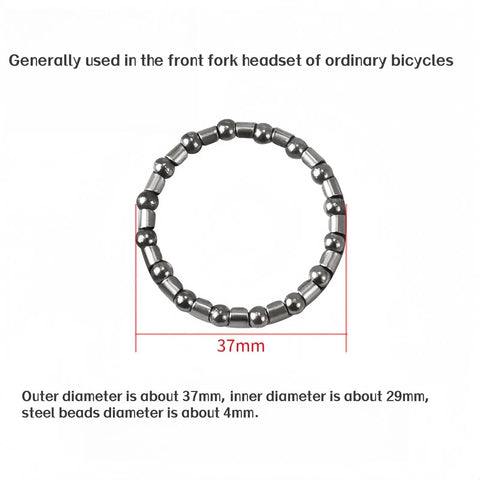 Bicycle Headset Bearings Kit 4 Pack, 5 By 32 Inch, 16 Ball, Stainless Steel Caged Bearings shown with 37mm outer diameter