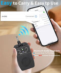 Compact 5W Practice Guitar Amp With Bluetooth And Rechargeable Battery shown connecting to smartphone via Bluetooth.