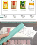 Portable Handheld Heat Sealer For Food Plastic Bags And Mylar Aluminum Foil Packaging Quick Warm Up Resealing Tool in hand with nail polish strips.