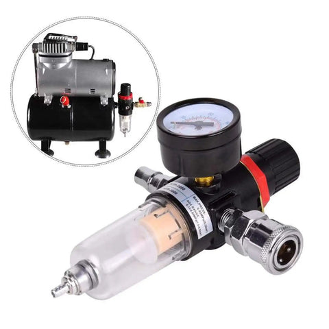 1/4 BSP Air Regulator With Moisture Filter, Oil Water Separator And Lubricator For Air Compressors, compact design with gauge