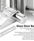 Heavy Duty Glass Door Latch For Bathroom And Shower featuring a round chrome bolt design with a textured handle for easy installation.
