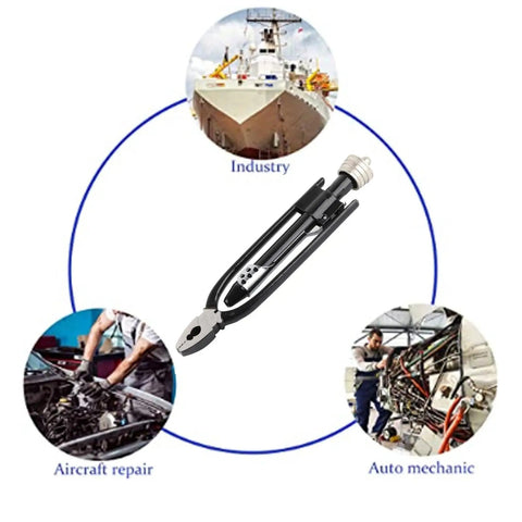 3 In 1 Safety Wire Pliers Built With High Carbon Steel, A Tough Workhorse Aircraft Tool displayed amidst industry images