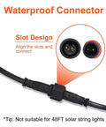 Waterproof connector showing slot design for Solar Extension Cable 5m 16.4 Ft Two Core With Plug Waterproof IP65 For Outdoor Solar Flood Lights