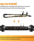 Side view of 4kW 240V Hot Tub Heater Element Replacement For Balboa Spa And Flo Thru Universal Heating Element Compatible With Gecko Hydro Quip Acura Spas Coleman Watkins Dimension One