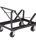 National Public Seating 8500 Series Commercial Chair Dolly Cart For Storing Up To Forty Stackable Dining Chairs In Heavy Duty Black Steel With Angle Design, black steel cart with wheels.