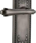 Meadows Plate Fleur Lever Door Hardware Old School Retro Vibe Passage Function Antique Pewter Finish Beaded Details
