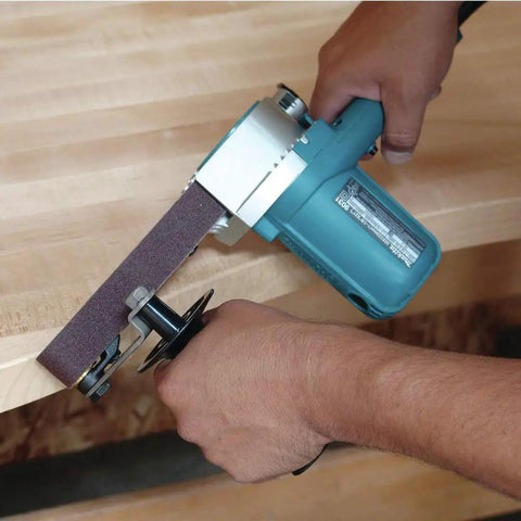 1-1/8 Inch By 21 Inch Belt Sander With Narrow Belt And Exposed Front Pulley For Tight Spaces sanding wood surface