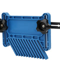 Heavy Duty Two Piece Table Saw Featherboard Set Woodworking Kickback Guard, solid blue plastic with fence clamps.