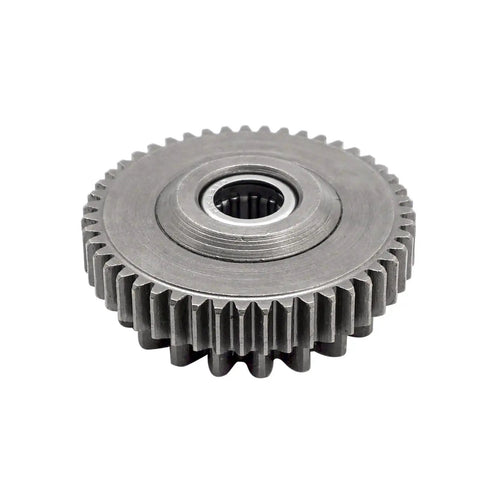 Heavy Duty Starter Idle Gear Straight Swap Rig Ready For Polaris Outlaw Sportsman Predator Scrambler Atv 50 90 110 Cc Models 2001 Through 2022 Easy Mount Plug And Play Guarantee Rock Solid close-up image of silver hardened steel gear